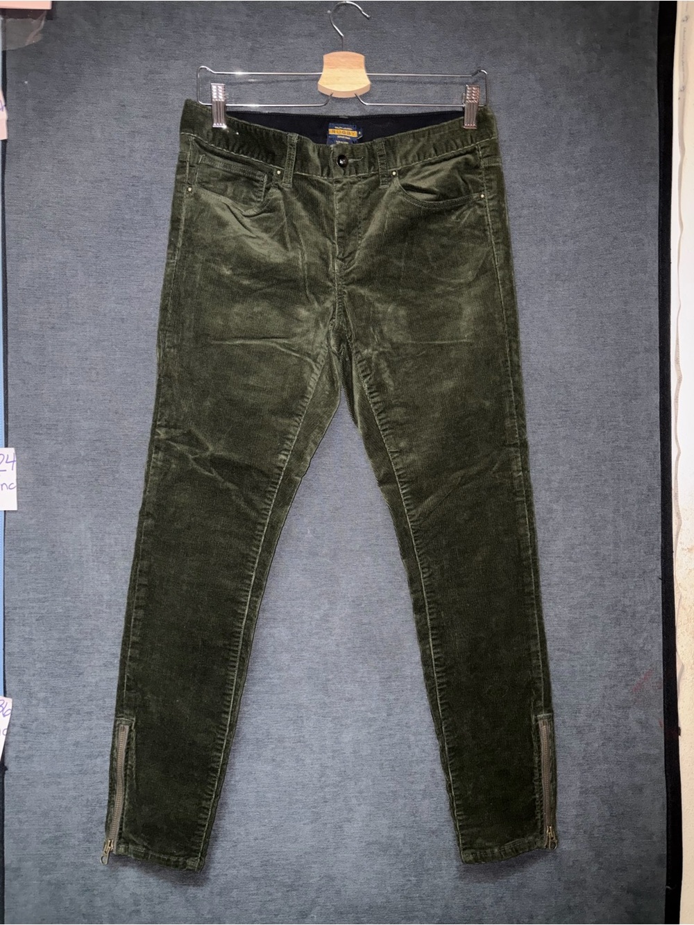 Rugby Ralph Lauren Olive Corduroy Ankle-Zip Pants